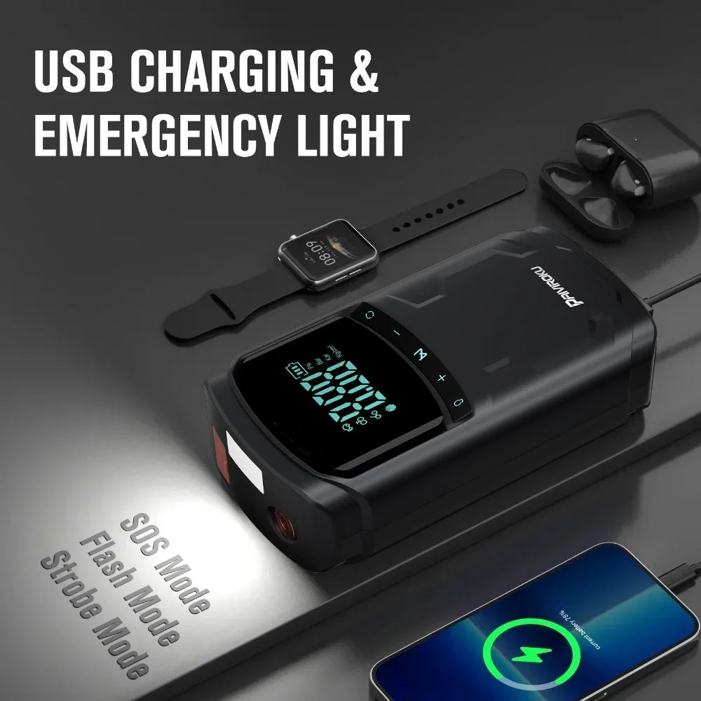 PowerStart Pro™ – 5000A Car Jump Starter & Air Compressor (Start Your Car Anywhere in Seconds)