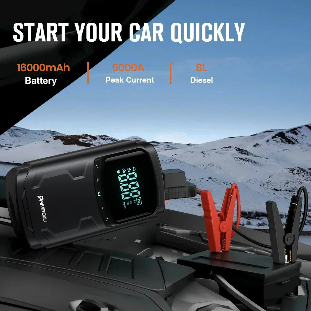 PowerStart Pro™ – 5000A Car Jump Starter & Air Compressor (Start Your Car Anywhere in Seconds)