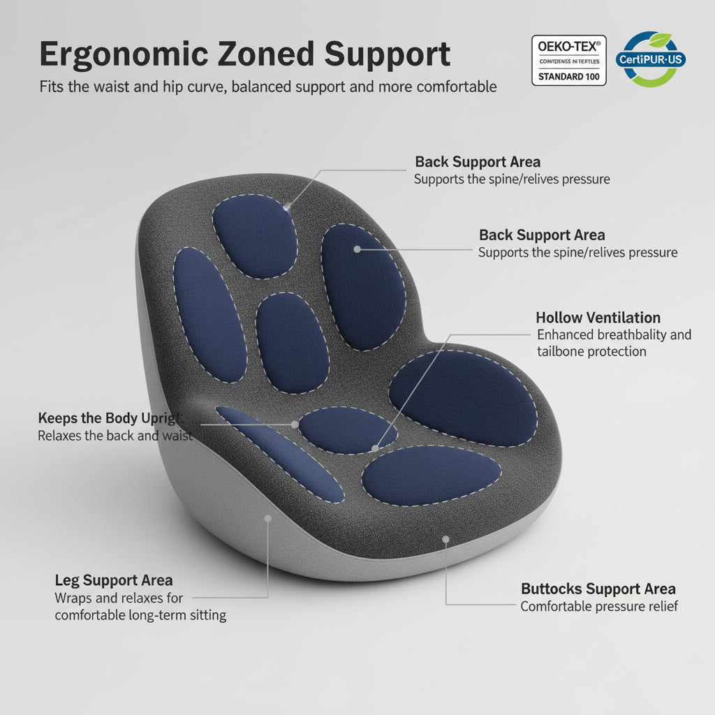 Ergonomic Car Seat Cushion – Memory Foam Comfort & Pressure Relief