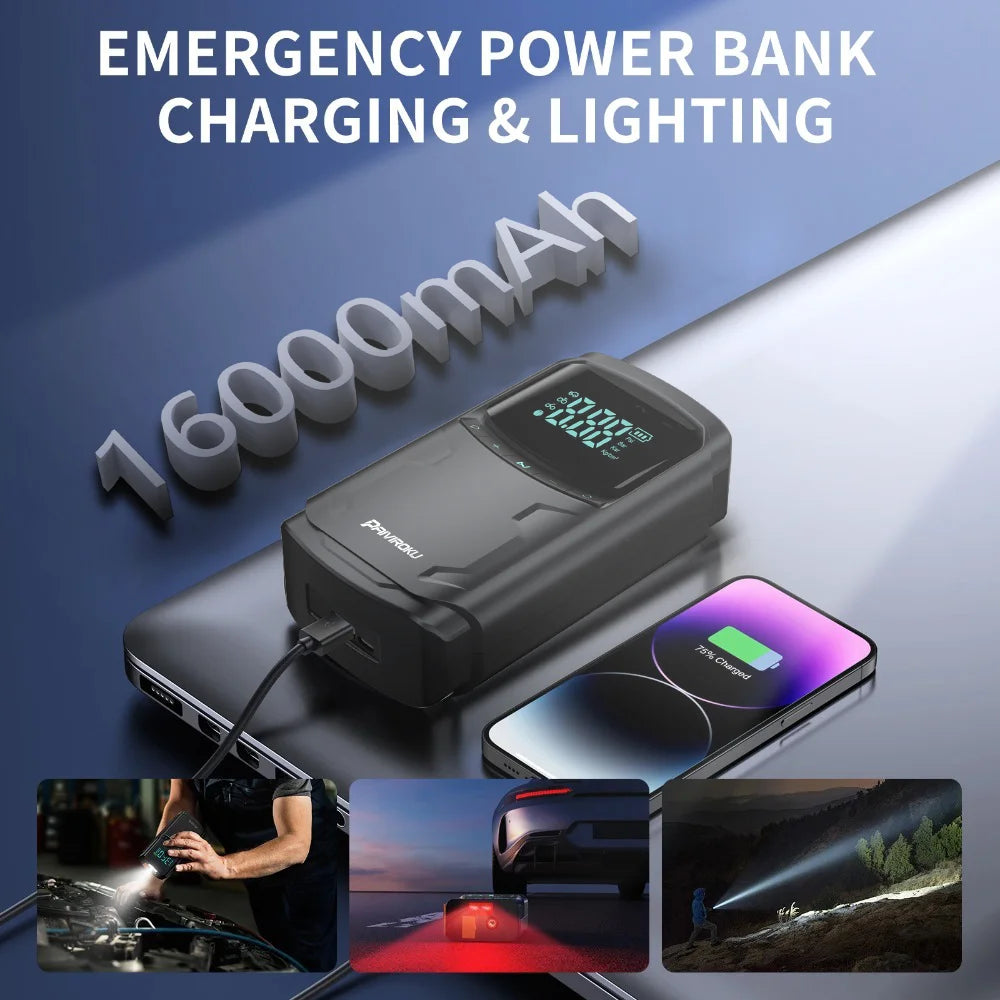 PowerStart Pro™ – 5000A Car Jump Starter & Air Compressor (Start Your Car Anywhere in Seconds)